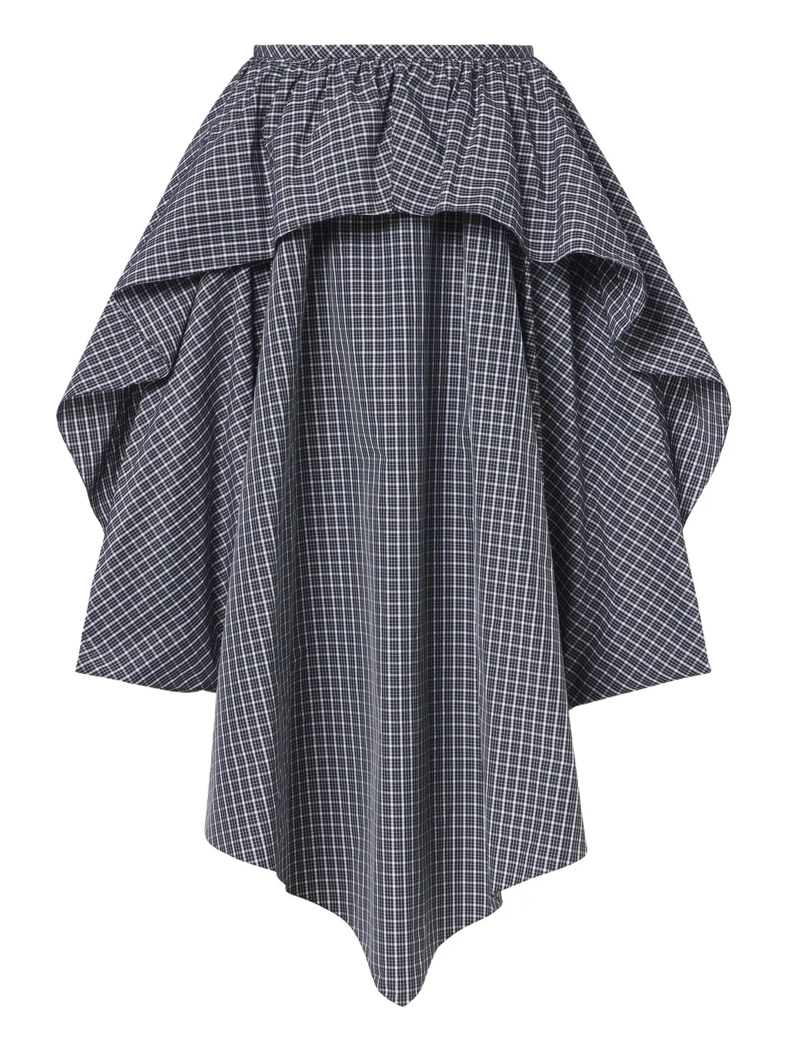 Asymmetric cotton-blend midi skirt