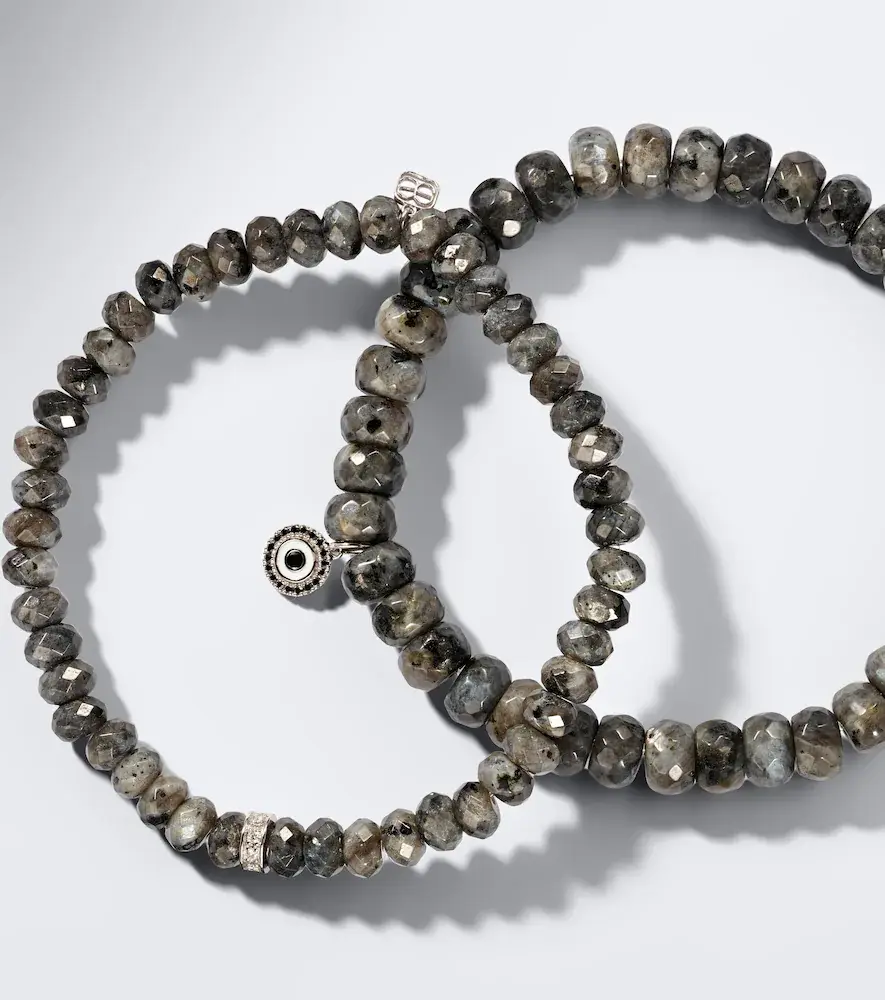 Sydney Evan Set of 2 14kt white gold beaded bracelets with diamonds and moonstones | Thumbnail 3 Sydney Evan Set of 2 14kt white gold beaded bracelets with diamonds and moonstones | Thumbnail 3