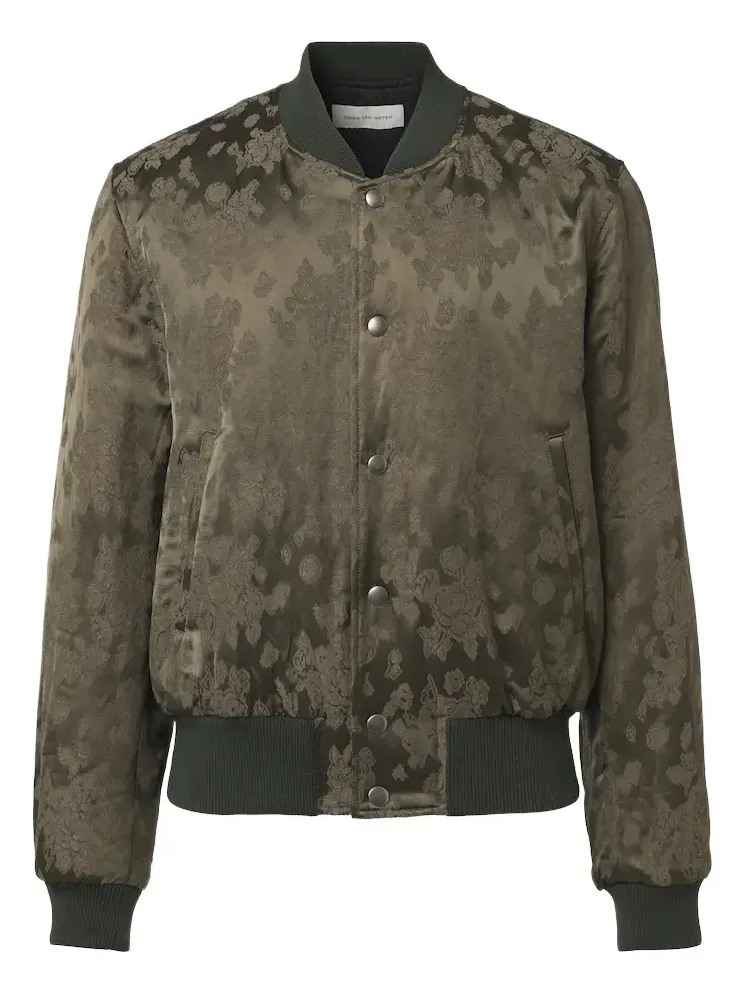 Floral jacquard bomber jacket
