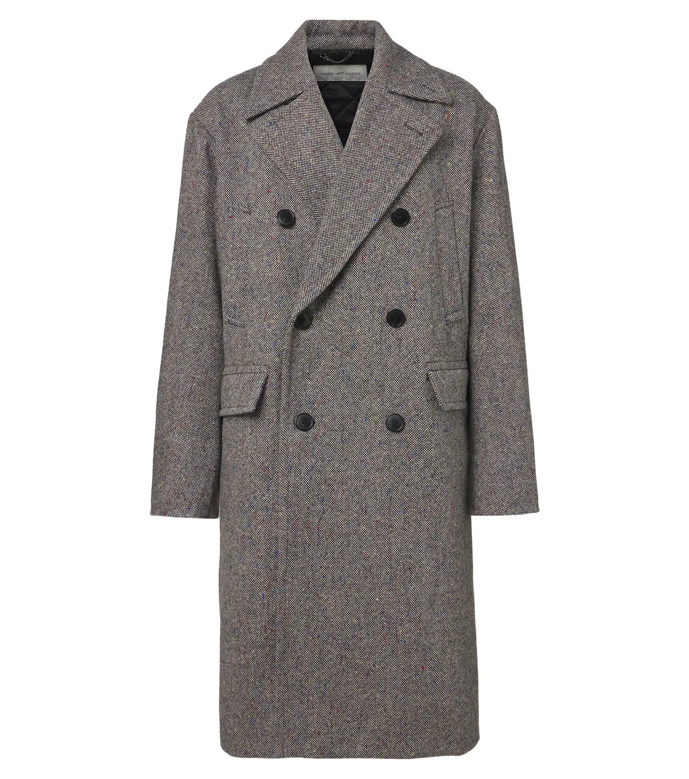 Double-breasted wool tweed coat