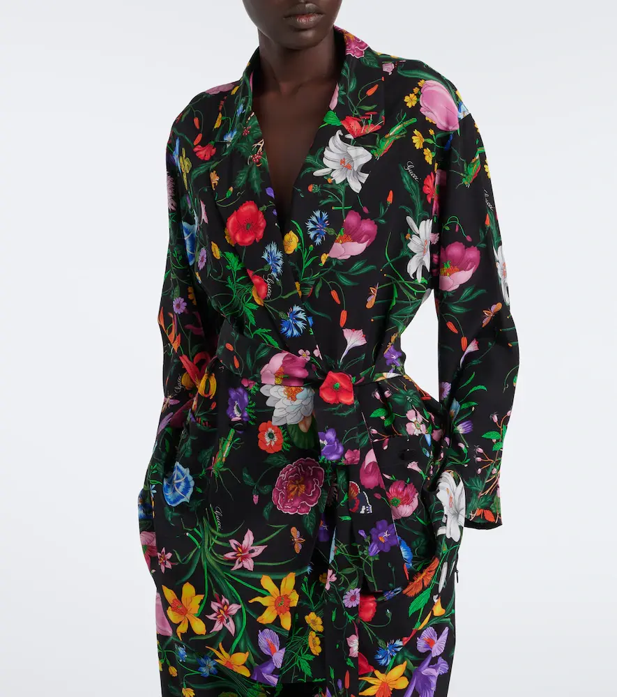 Gucci Flora belted silk crêpe de chine shirt | Thumbnail 2 Gucci Flora belted silk crêpe de chine shirt | Thumbnail 2