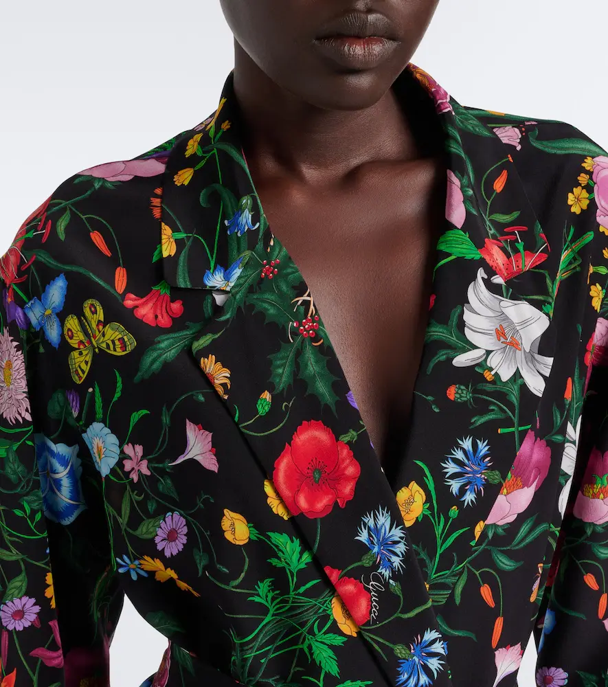 Gucci Flora belted silk crêpe de chine shirt | Thumbnail 4 Gucci Flora belted silk crêpe de chine shirt | Thumbnail 4