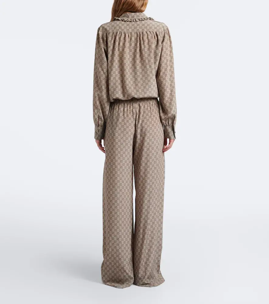 Gucci GG silk crêpe de chine palazzo pants | Thumbnail 4 Gucci GG silk crêpe de chine palazzo pants | Thumbnail 4