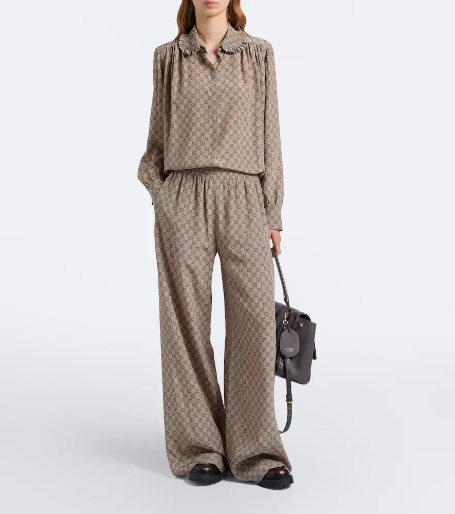 Gucci GG silk crêpe de chine palazzo pants | Thumbnail 6 Gucci GG silk crêpe de chine palazzo pants | Thumbnail 6
