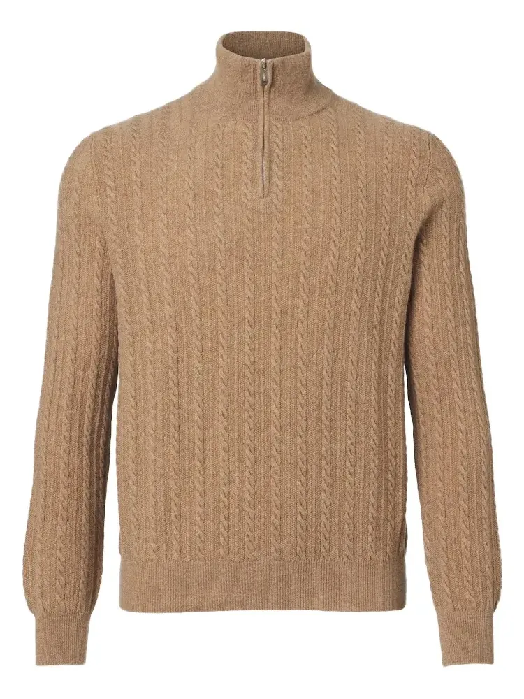 Cable-knit cashmere half-zip sweater Cable-knit cashmere half-zip sweater