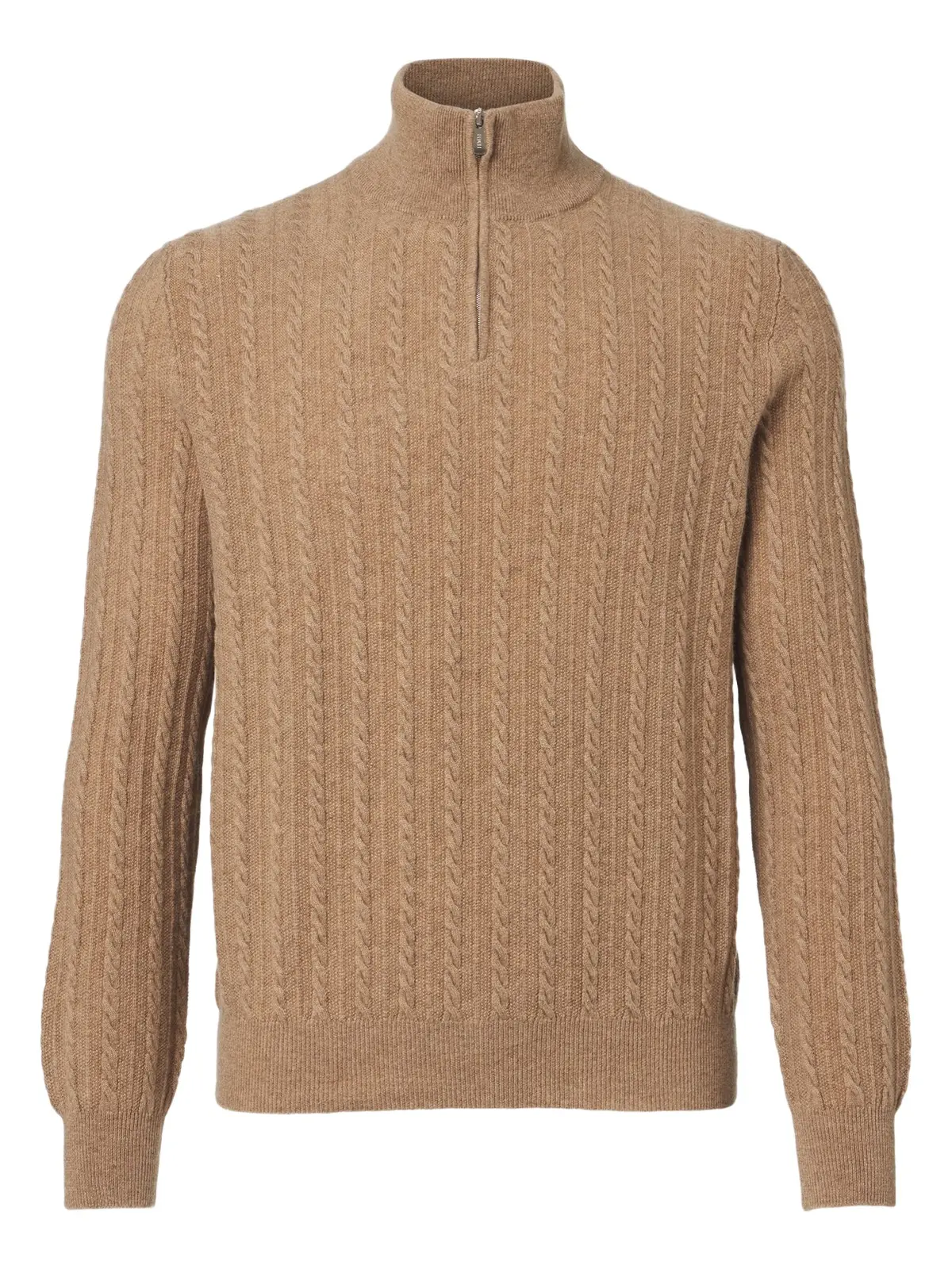 Cable-knit cashmere half-zip sweater