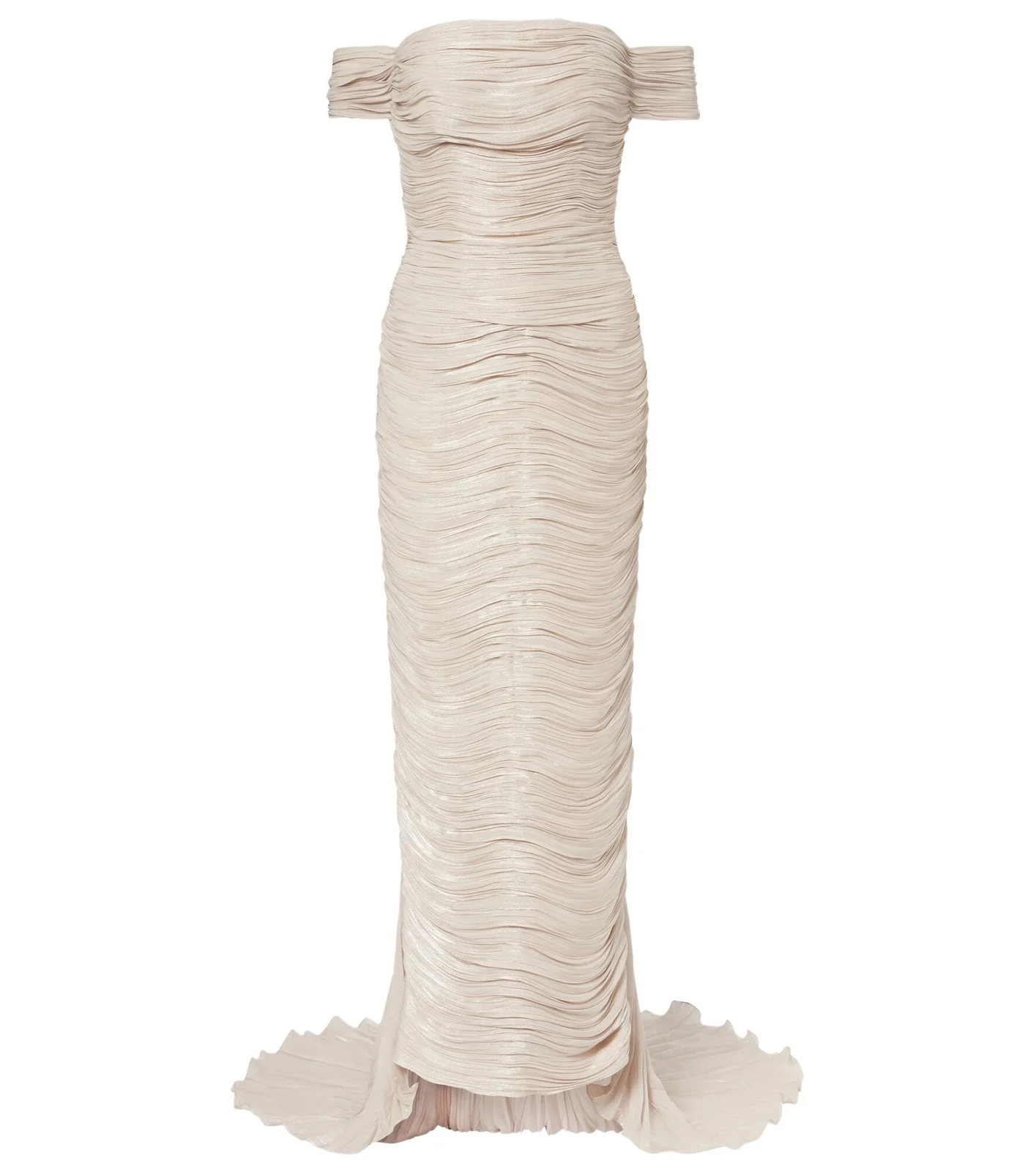 Off-shoulder pleated bustier gown Off-shoulder pleated bustier gown