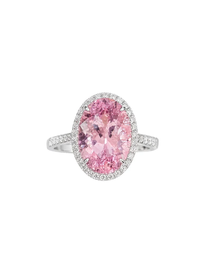 Wish Fine Jewelry 509ct Diamond Morganite 18K Gold Halo Ring