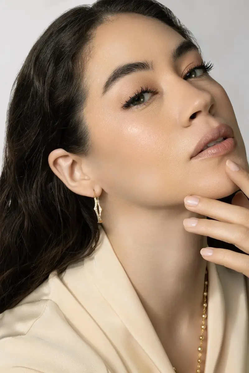 PARULINA Diamond Medium Briar Hoop Earrings | Thumbnail 2