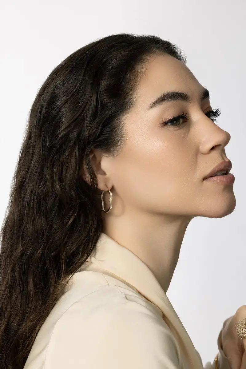 PARULINA Diamond Medium Briar Hoop Earrings | Thumbnail 3