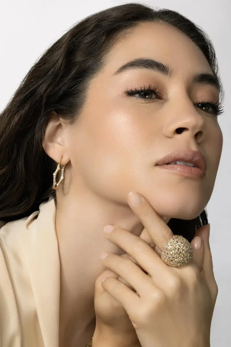 PARULINA Diamond Medium Briar Hoop Earrings | Thumbnail 4