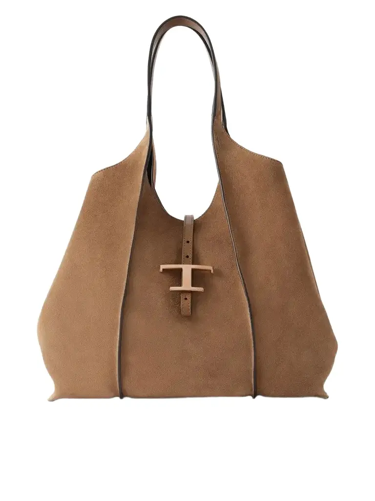Tod's T Timeless Suede Shoulder Bag | Image 1 Tod's T Timeless Suede Shoulder Bag | Image 1