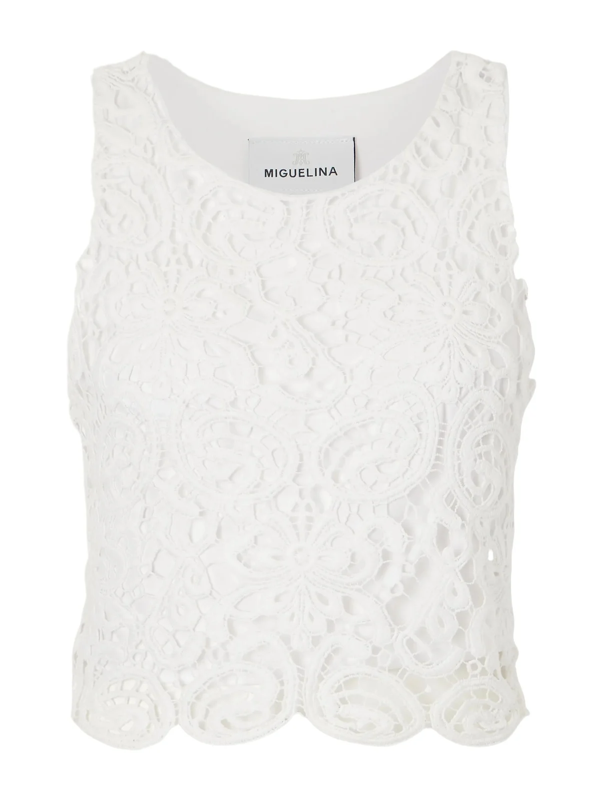 Rosi Cropped Guipure Lace-trimmed Cotton-jersey Top Rosi Cropped Guipure Lace-trimmed Cotton-jersey Top