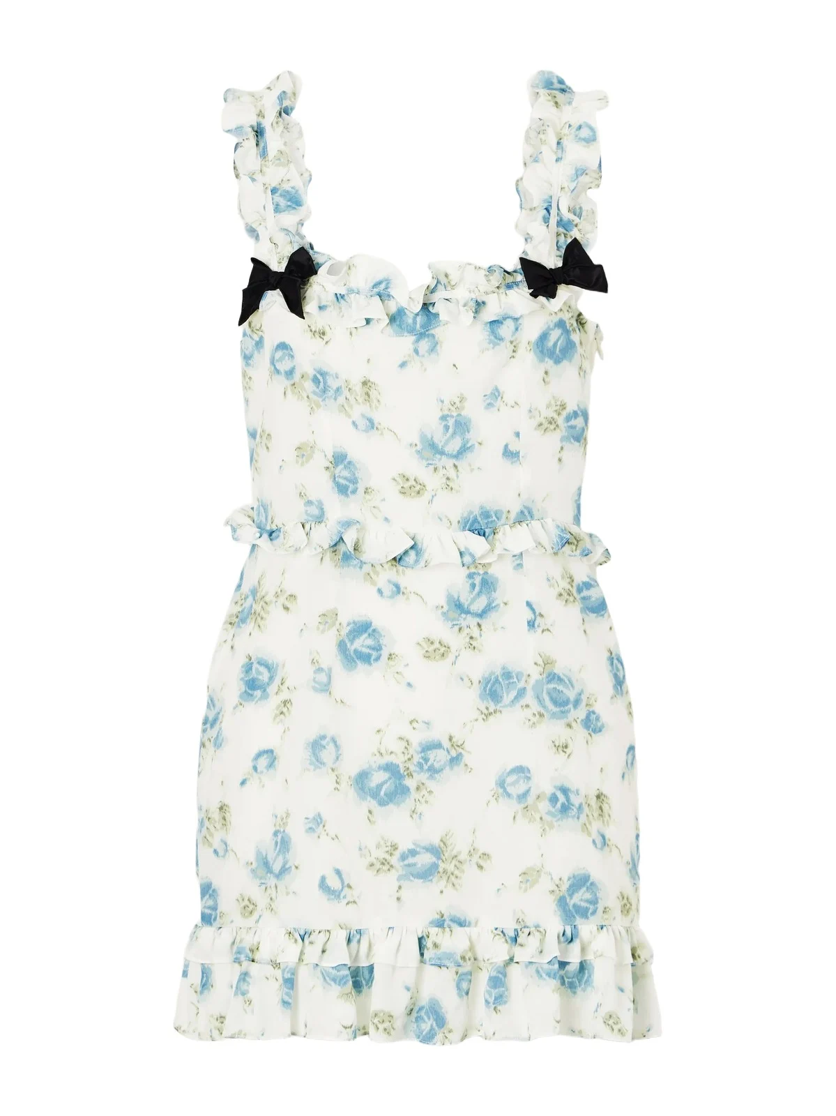 Ruffled Floral-print Silk Mini Dress