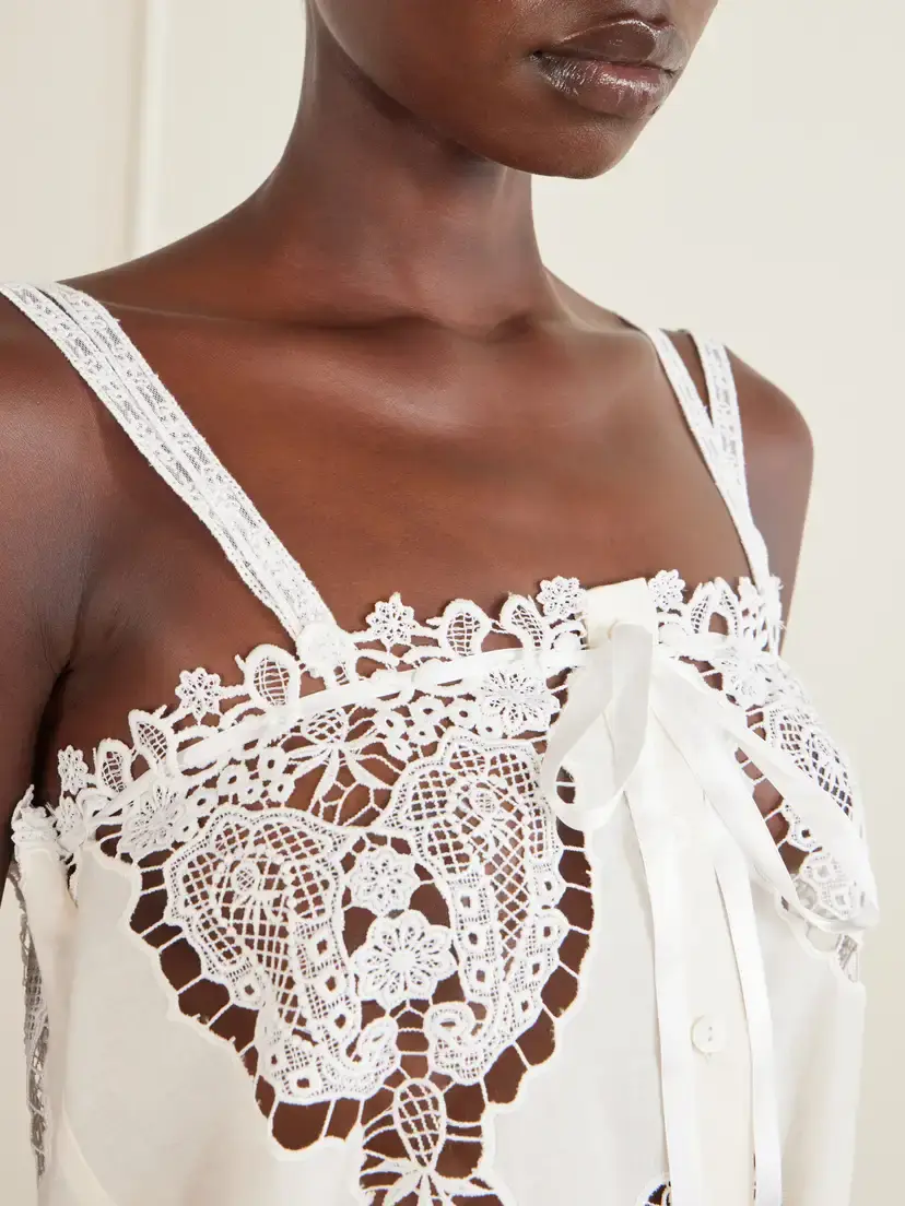 Miguelina Palmer Cropped Guipure Lace-trimmed Cotton-blend Top | Thumbnail 5 Miguelina Palmer Cropped Guipure Lace-trimmed Cotton-blend Top | Thumbnail 5