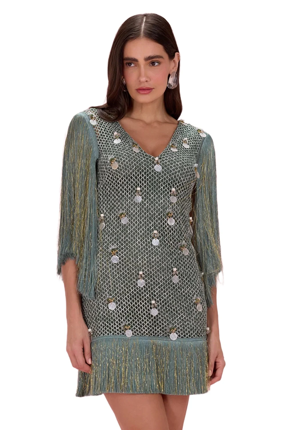 PatBo NAIA CROCHET FRINGE MINI DRESS
