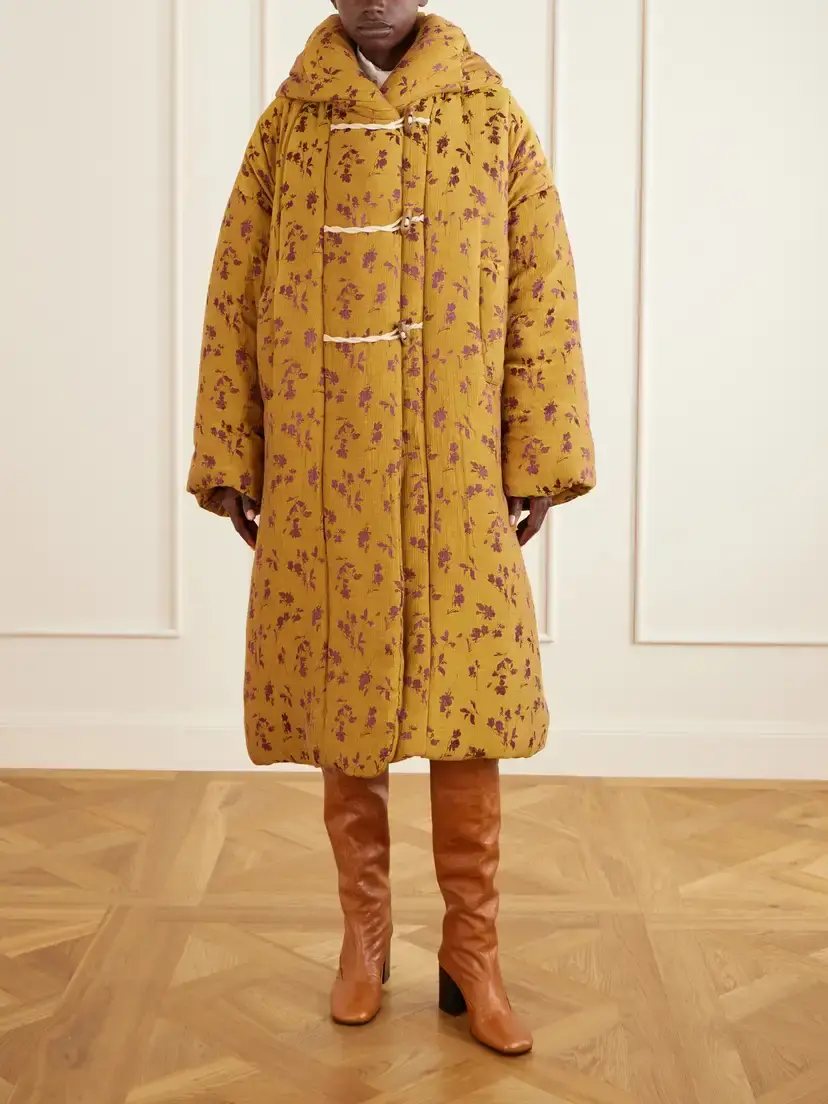 Dries Van Noten Hooded Padded Floral-jacquard Long Jacket | Thumbnail 3