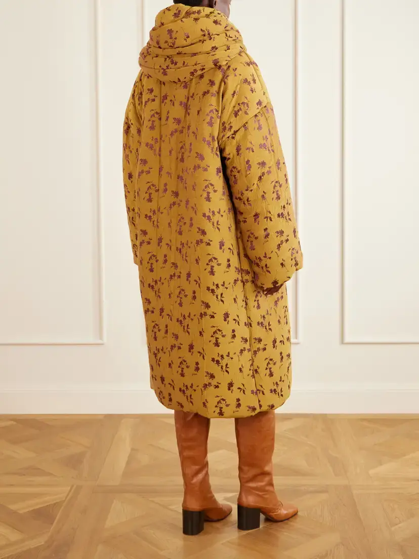 Dries Van Noten Hooded Padded Floral-jacquard Long Jacket | Thumbnail 4