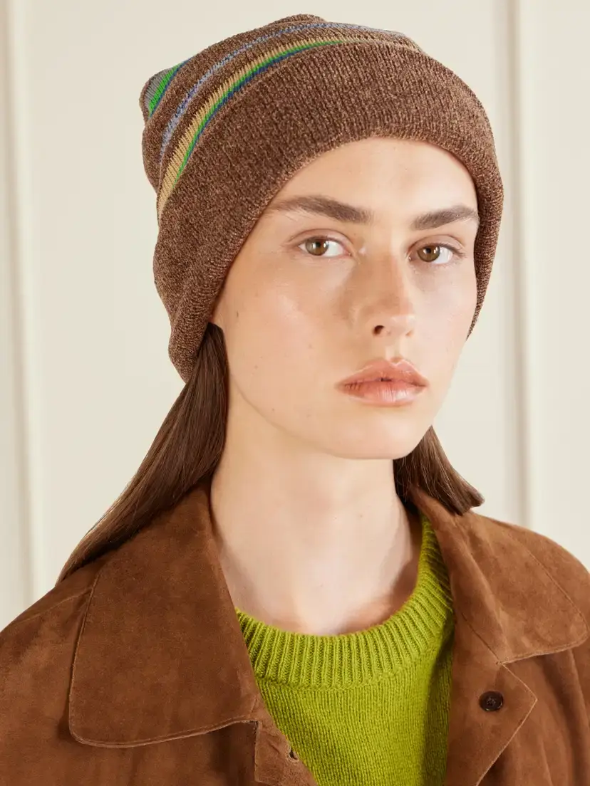 Maison Margiela Stripped Cotton And Wool-blend Beanie | Thumbnail 2