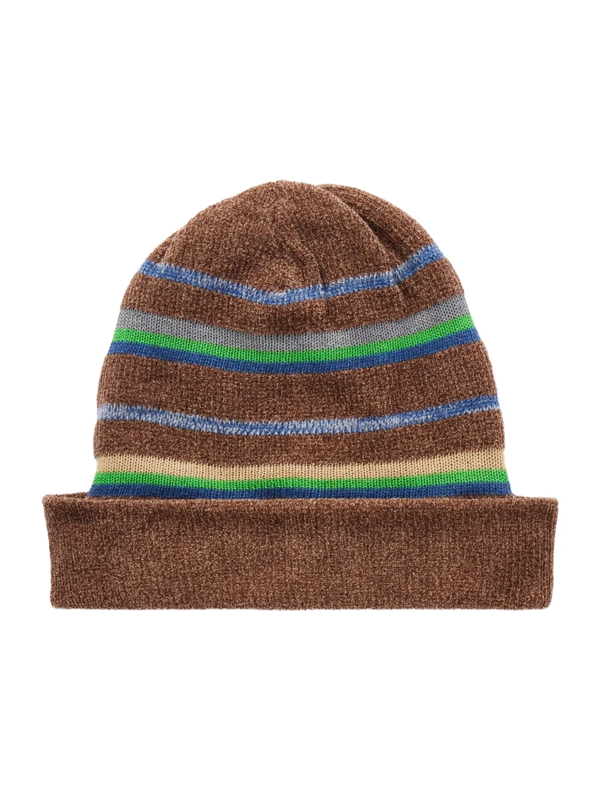Maison Margiela Stripped Cotton And Wool-blend Beanie - Brown