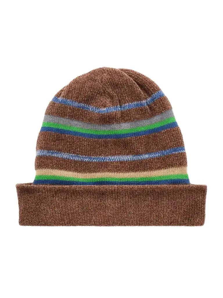 Maison Margiela Stripped Cotton And Wool-blend Beanie | Image 1 Maison Margiela Stripped Cotton And Wool-blend Beanie | Image 1