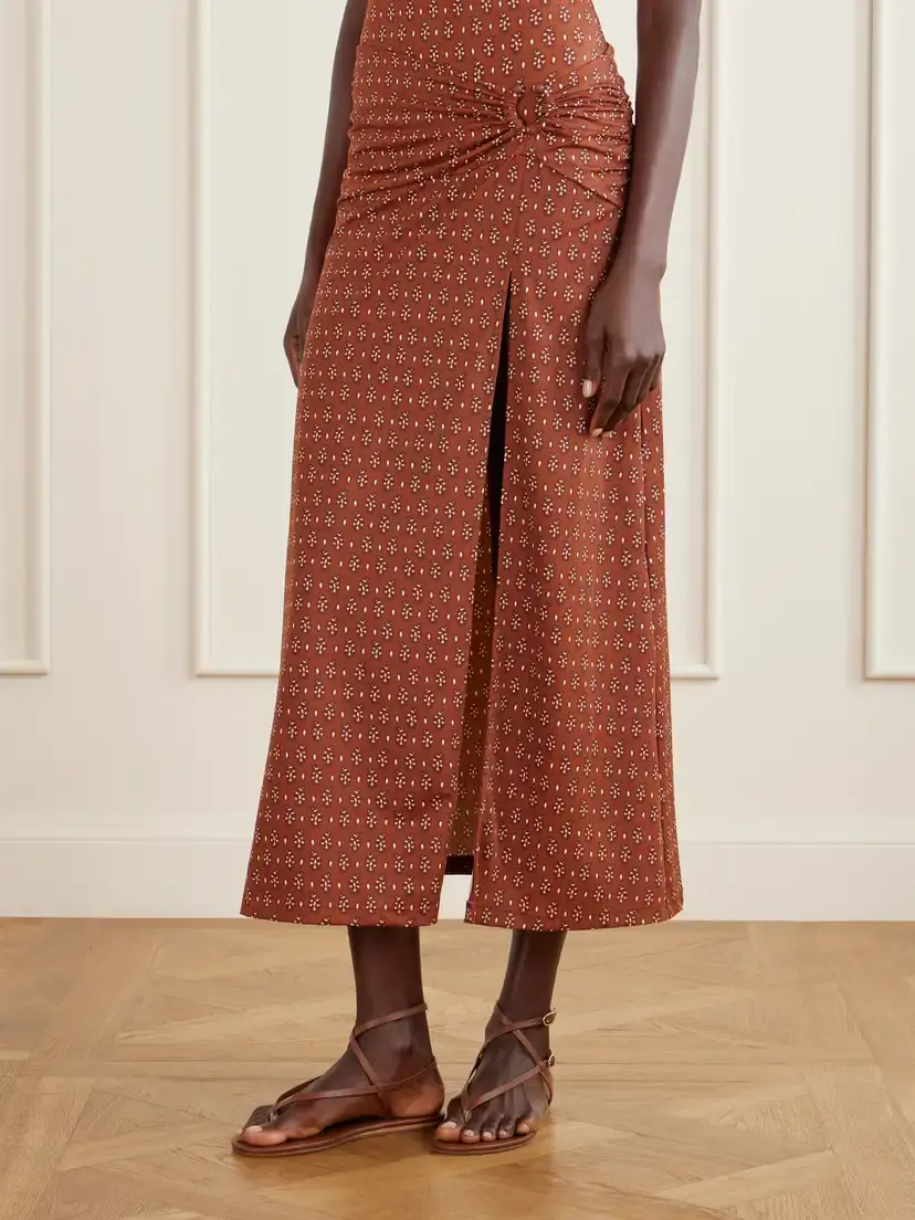 Johanna Ortiz Brown Under The Sun Gathered Printed Recycled Coverup | Thumbnail 3 Johanna Ortiz Brown Under The Sun Gathered Printed Recycled Coverup | Thumbnail 3