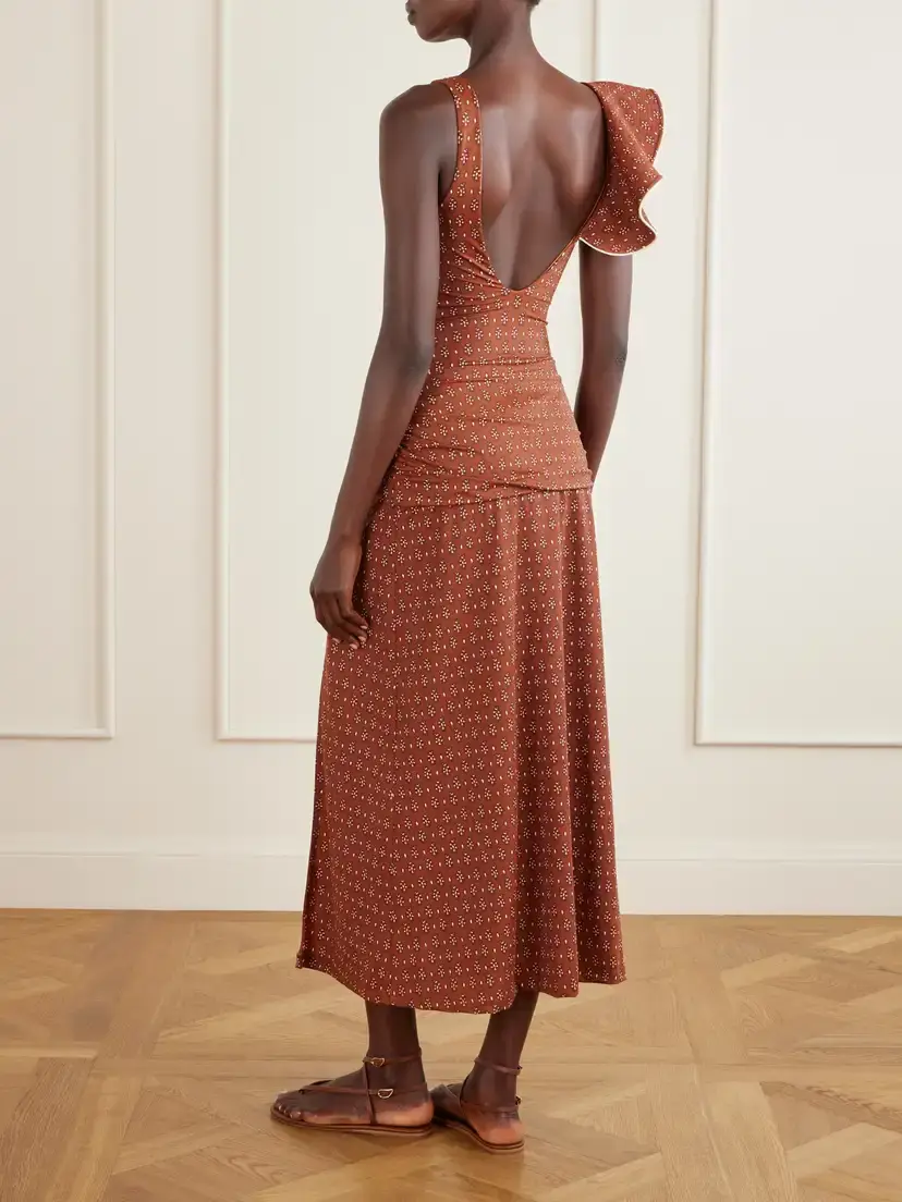Johanna Ortiz Brown Under The Sun Gathered Printed Recycled Coverup | Thumbnail 4 Johanna Ortiz Brown Under The Sun Gathered Printed Recycled Coverup | Thumbnail 4