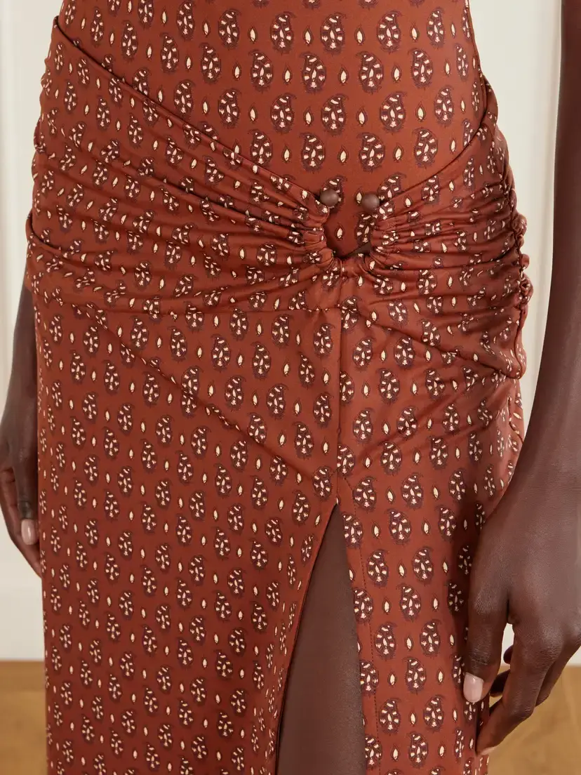 Johanna Ortiz Brown Under The Sun Gathered Printed Recycled Coverup | Thumbnail 5 Johanna Ortiz Brown Under The Sun Gathered Printed Recycled Coverup | Thumbnail 5