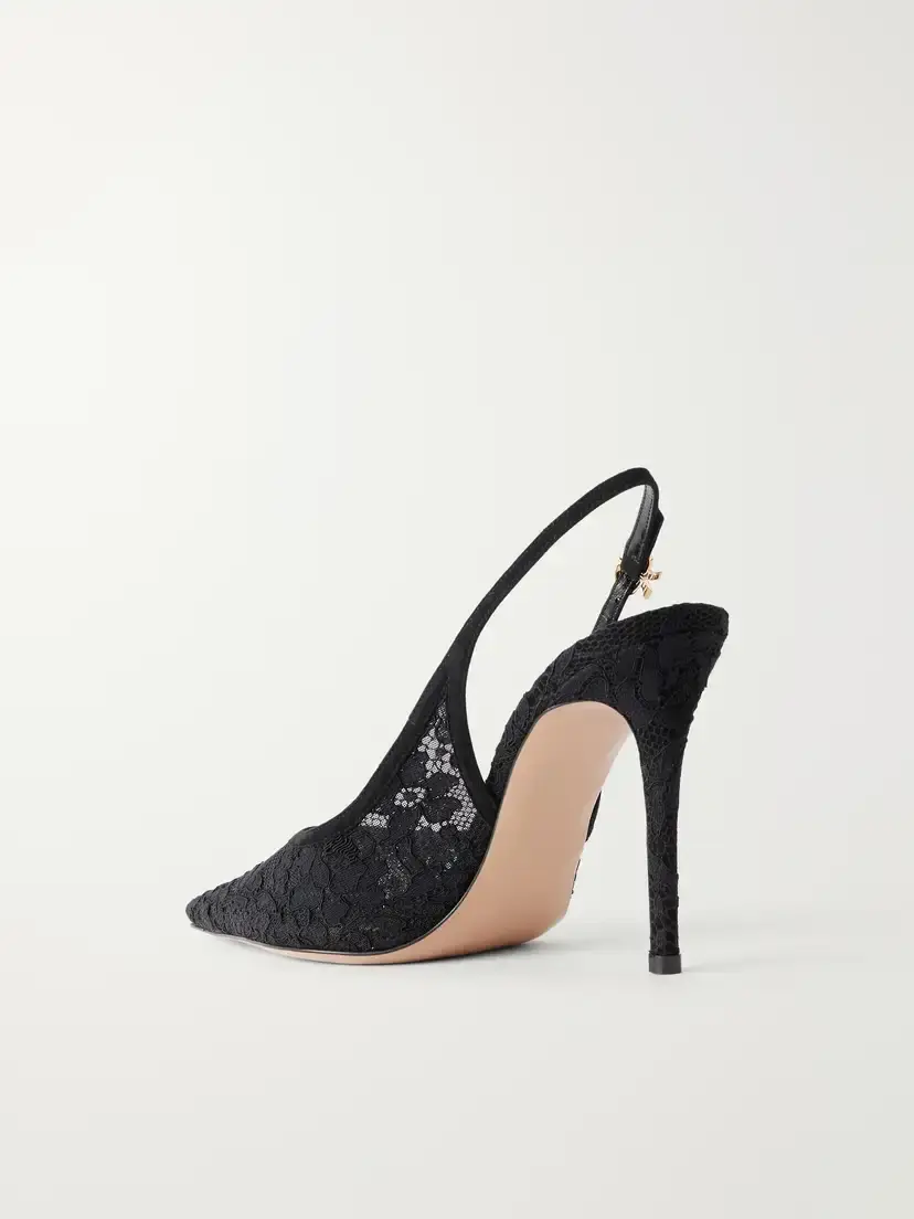 Gianvito Rossi Sofia 95 Suede-trimmed Lace Slingback Pumps | Thumbnail 3 Gianvito Rossi Sofia 95 Suede-trimmed Lace Slingback Pumps | Thumbnail 3
