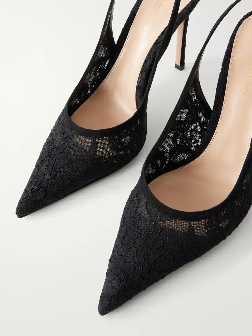 Gianvito Rossi Sofia 95 Suede-trimmed Lace Slingback Pumps | Thumbnail 5 Gianvito Rossi Sofia 95 Suede-trimmed Lace Slingback Pumps | Thumbnail 5