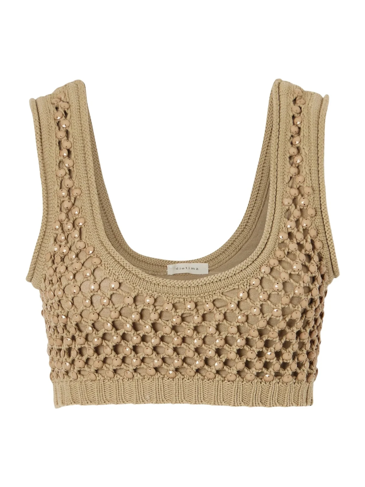 Diotima Lady Embellished Cropped Crochet-knit Cotton-blend Top