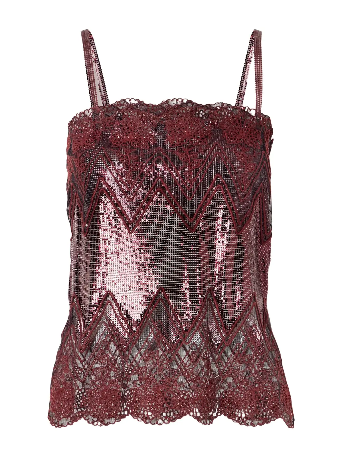 Rabanne Lace-trimmed Chainmail Camisole