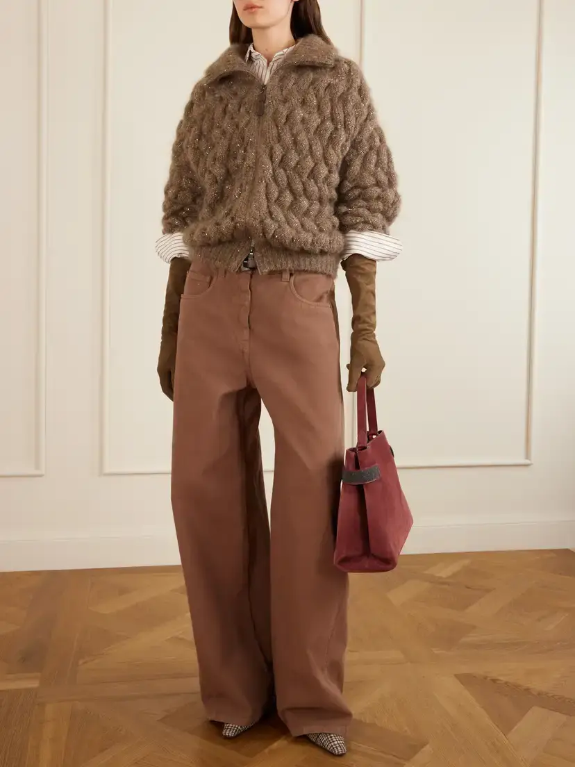 Brunello Cucinelli Embellished High-rise Wide-leg Jeans | Thumbnail 2