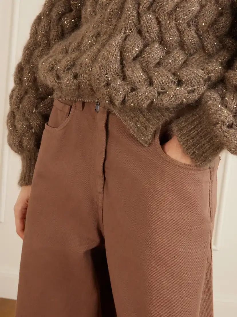 Brunello Cucinelli Embellished High-rise Wide-leg Jeans | Thumbnail 5