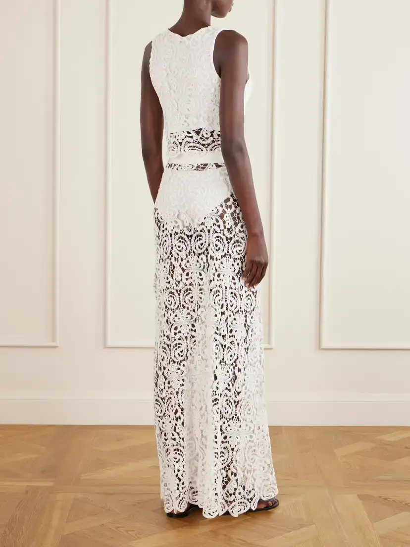 Miguelina Viviana Guipure Lace-trimmed Cotton Maxi Skirt | Thumbnail 4