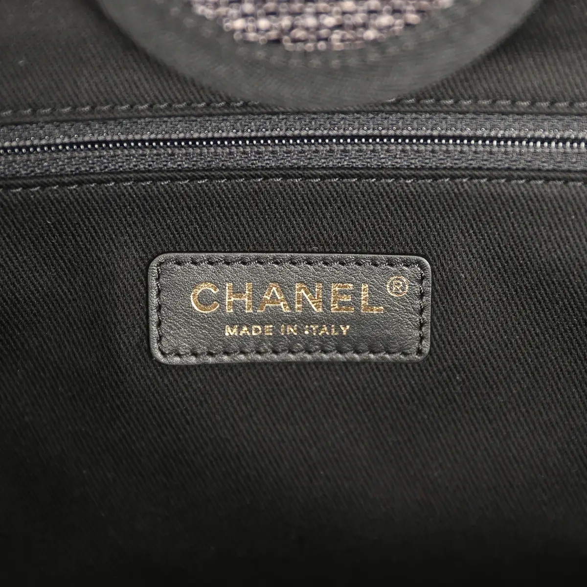 Chanel Chanel Large Deauville Shopping Tote Black, Grey Raffia, Black Canvas Light Gold Hardware | Thumbnail 9 Chanel Chanel Large Deauville Shopping Tote Black, Grey Raffia, Black Canvas Light Gold Hardware | Thumbnail 9