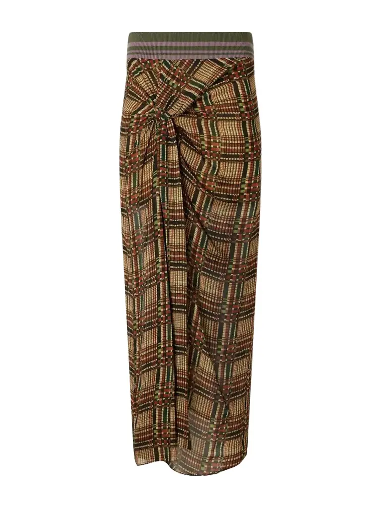Dries Van Noten Suma Checked Georgette Midi Skirt | Image 1 Dries Van Noten Suma Checked Georgette Midi Skirt | Image 1