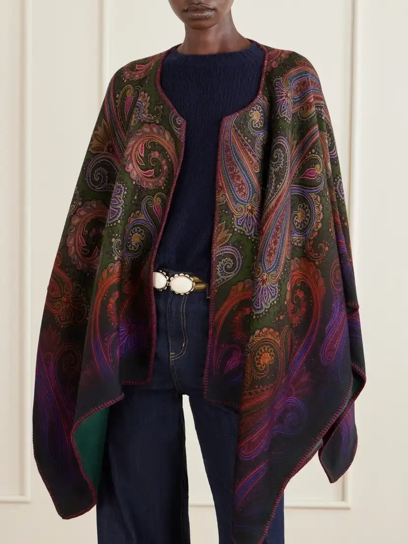 Etro Reversible Paisley-jacquard Wool-blend Cape | Thumbnail 3 Etro Reversible Paisley-jacquard Wool-blend Cape | Thumbnail 3