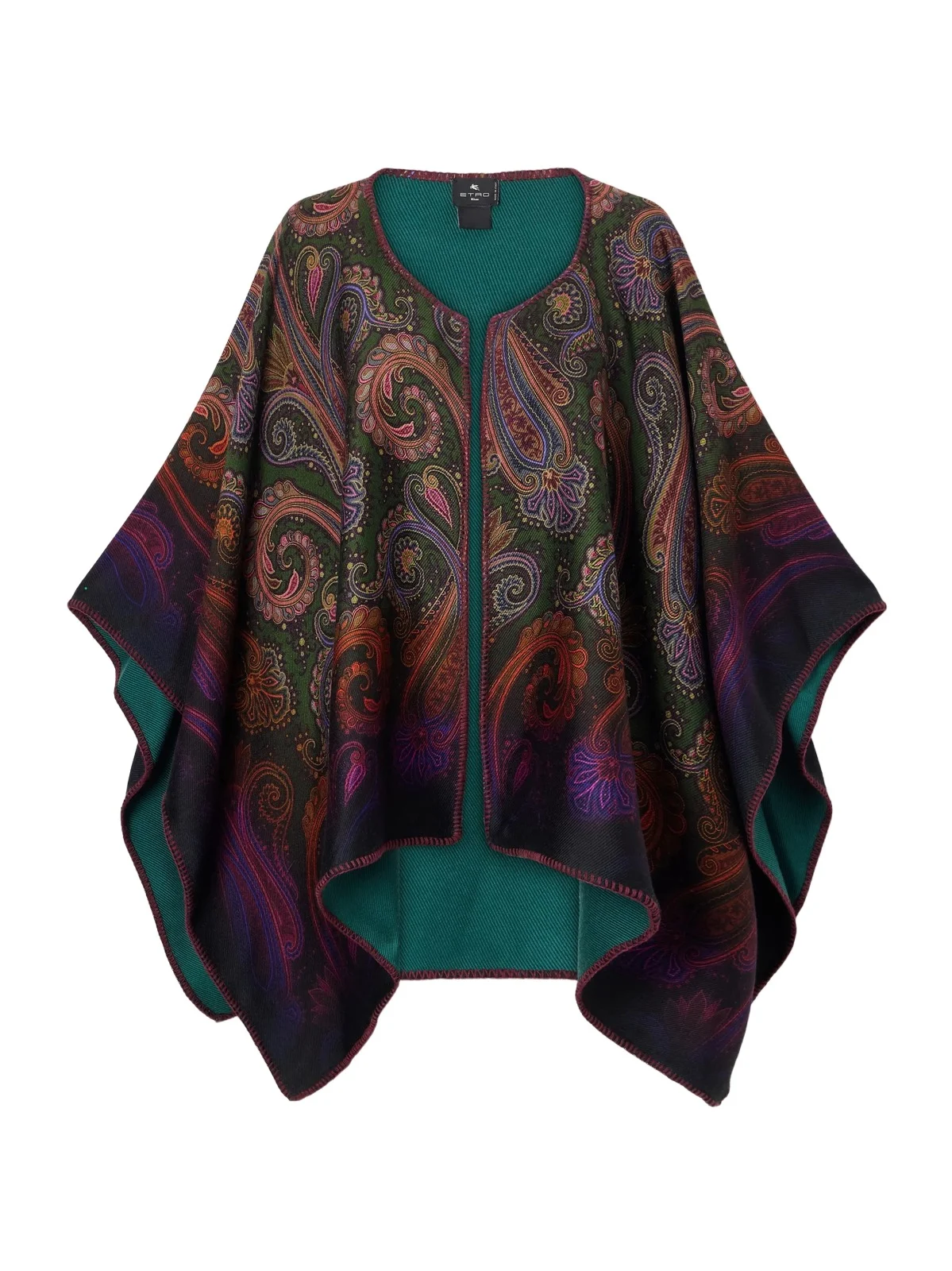 Reversible Paisley-jacquard Wool-blend Cape