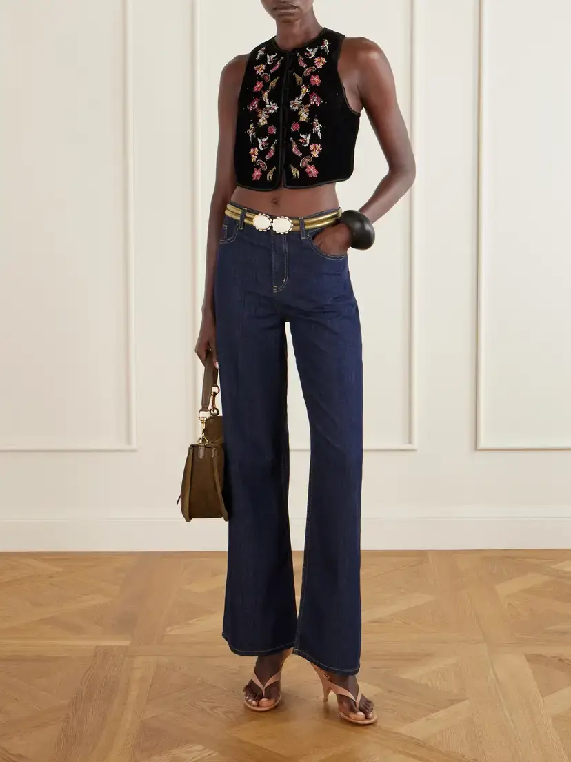Etro Bead-embellished Cropped Velvet Vest | Thumbnail 2