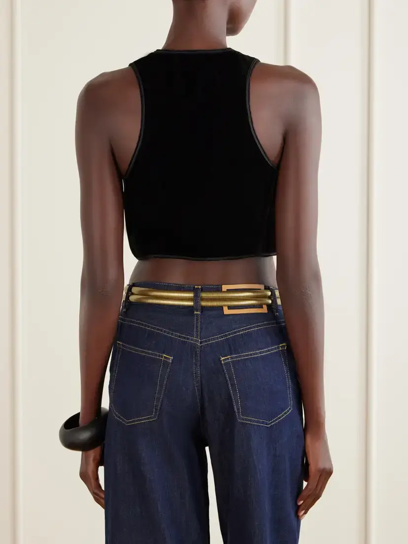 Etro Bead-embellished Cropped Velvet Vest | Thumbnail 4