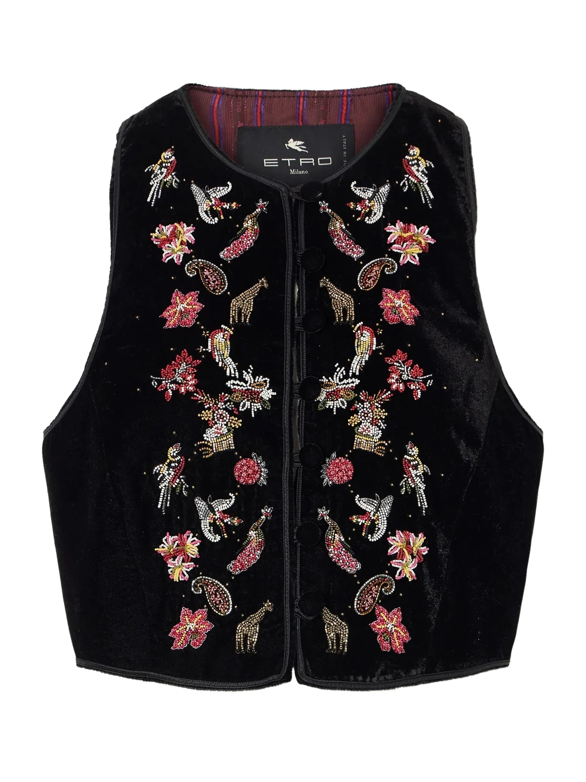 Bead-embellished Cropped Velvet Vest Bead-embellished Cropped Velvet Vest