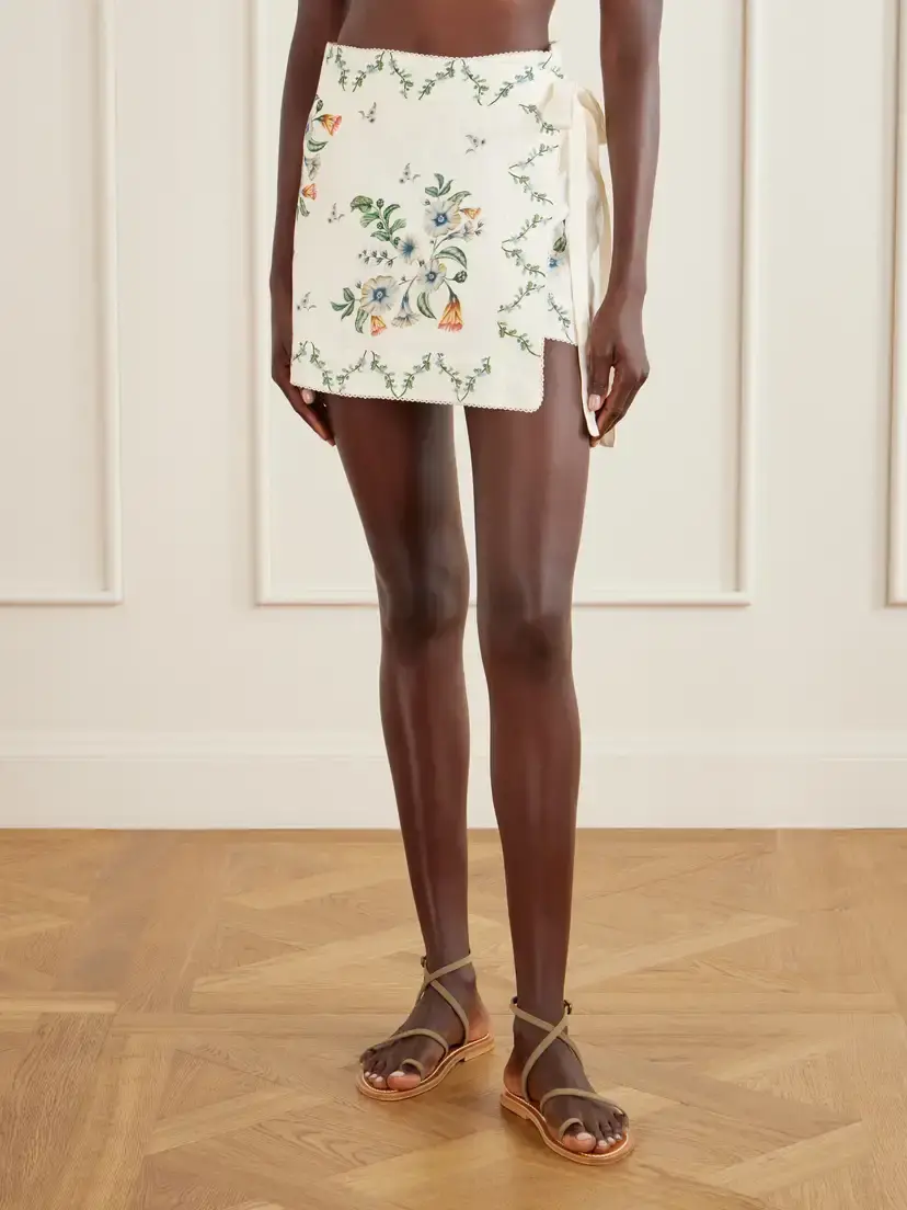 Agua by Agua Bendita Luna Brisa Floral-printed Linen Pareo | Thumbnail 3 Agua by Agua Bendita Luna Brisa Floral-printed Linen Pareo | Thumbnail 3