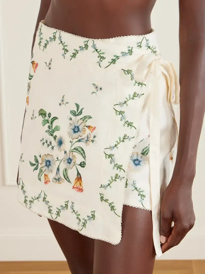 Agua by Agua Bendita Luna Brisa Floral-printed Linen Pareo | Thumbnail 5 Agua by Agua Bendita Luna Brisa Floral-printed Linen Pareo | Thumbnail 5