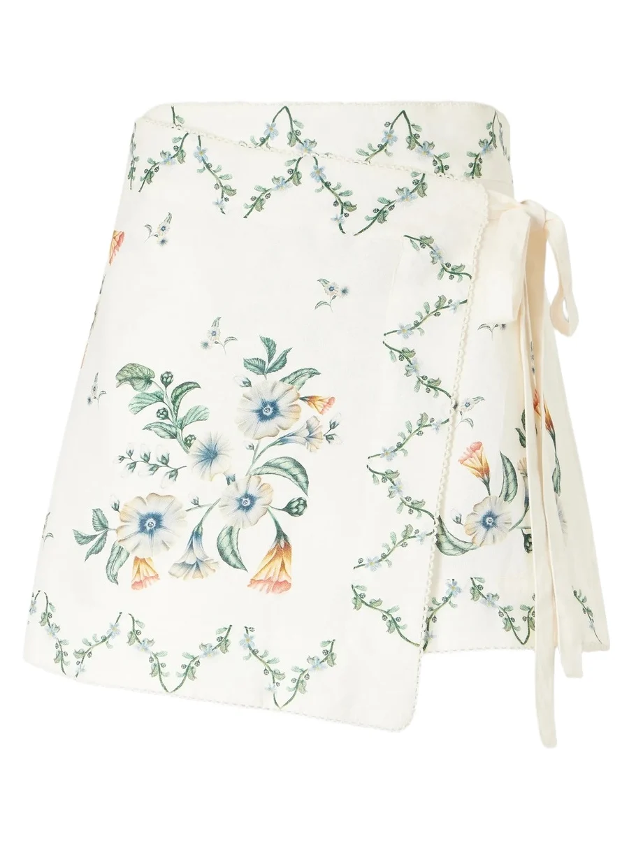 Agua by Agua Bendita Luna Brisa Floral-printed Linen Pareo