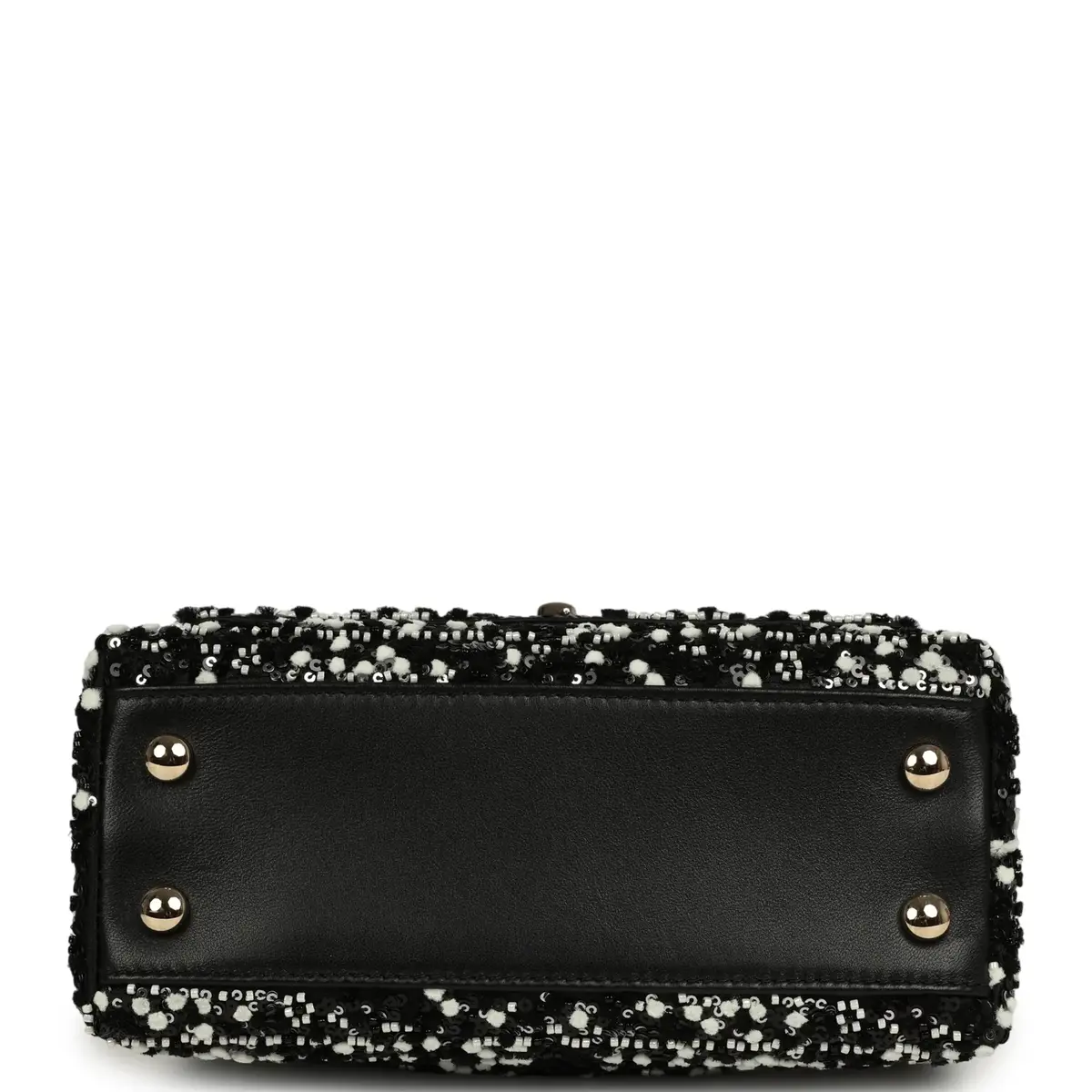 Chanel Chanel Mini Coco Handle Flap Bag Black, White Sequin, Beaded Light Gold Hardware | Thumbnail 6