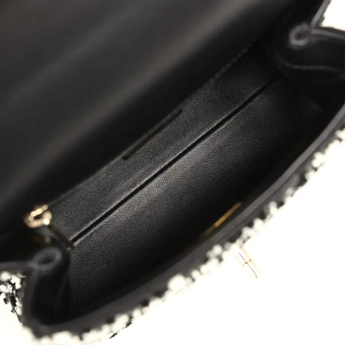 Chanel Chanel Mini Coco Handle Flap Bag Black, White Sequin, Beaded Light Gold Hardware | Thumbnail 8