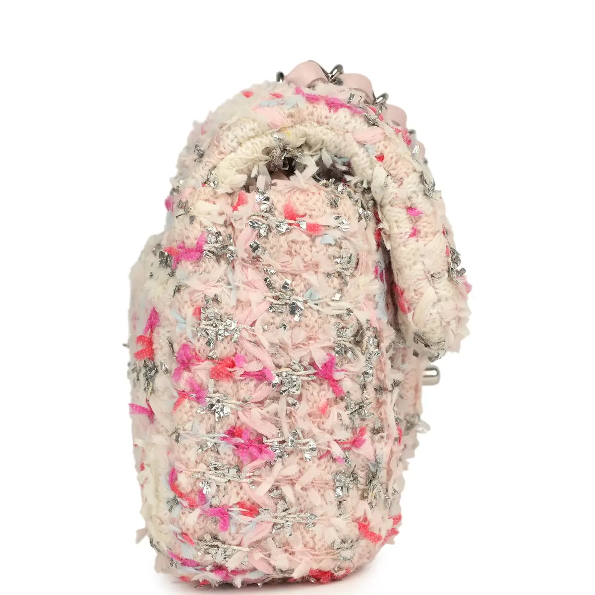 Chanel Chanel Mini Rectangular Flap Bag Pink, Multicolored Tweed Bouclé Silver Hardware | Thumbnail 3
