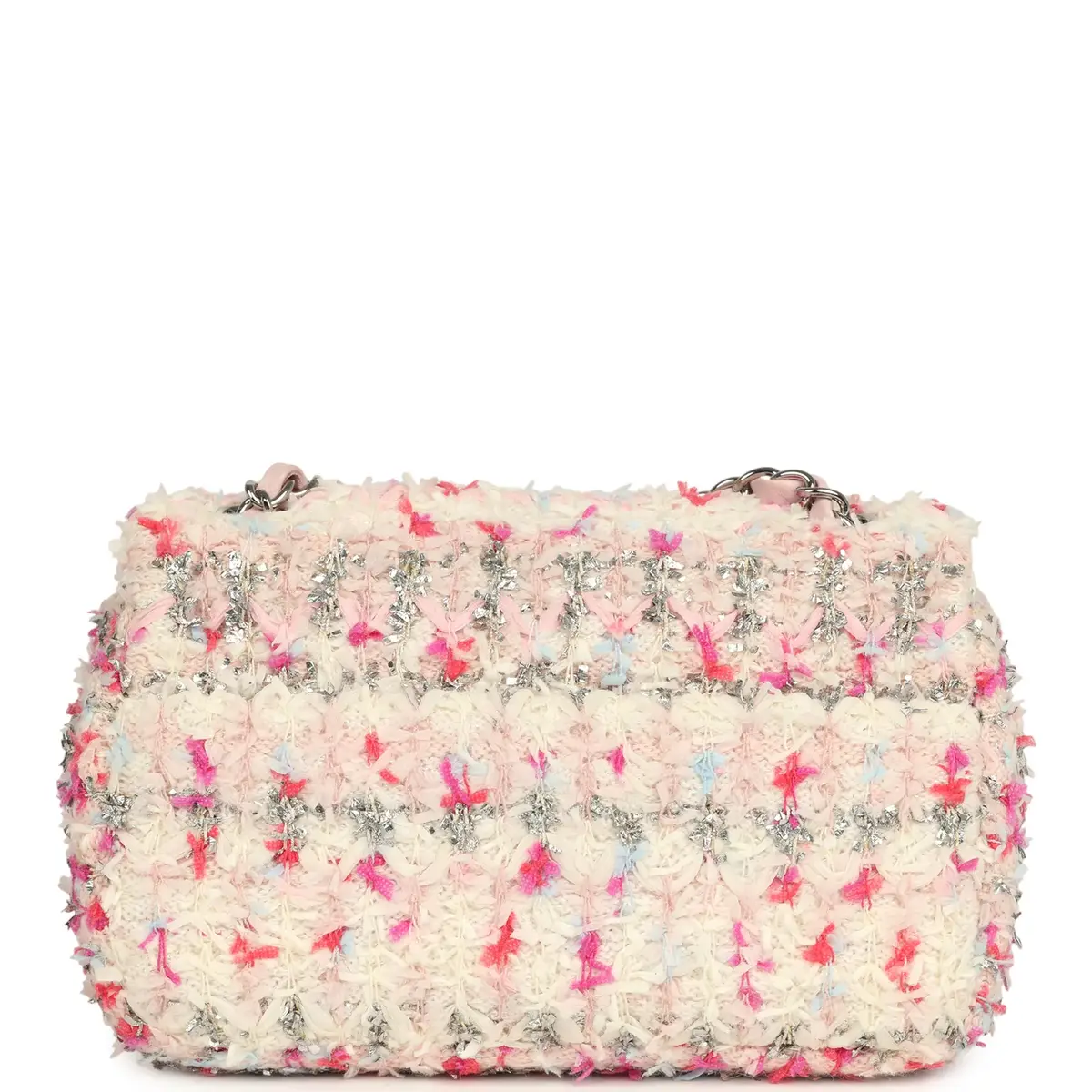 Chanel Chanel Mini Rectangular Flap Bag Pink, Multicolored Tweed Bouclé Silver Hardware | Thumbnail 4