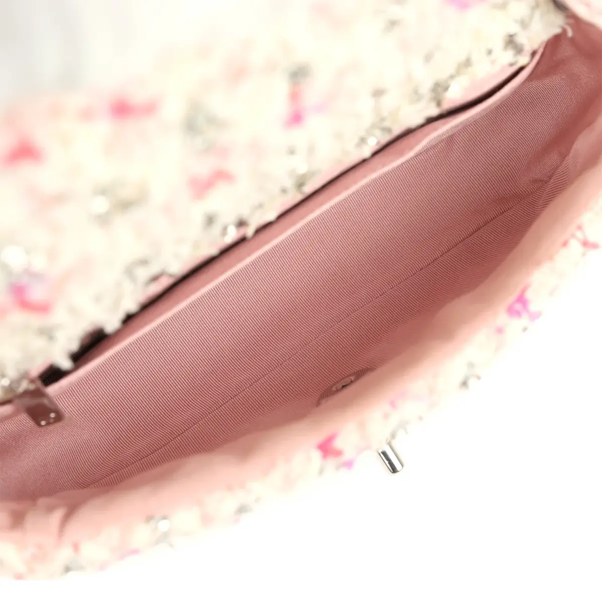 Chanel Chanel Mini Rectangular Flap Bag Pink, Multicolored Tweed Bouclé Silver Hardware | Thumbnail 8